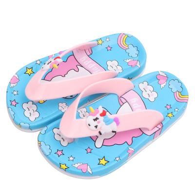 China Other children's slippers summer 2021 new cute cartoon graffiti unicorn boys and girls fail non-slip casual flip flops for sale