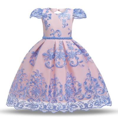 China 2021 Spring Fashion Children Stage Performance Princess Lace Short Bridal Flower Dress Puffy Sleeve Baby Dress for sale