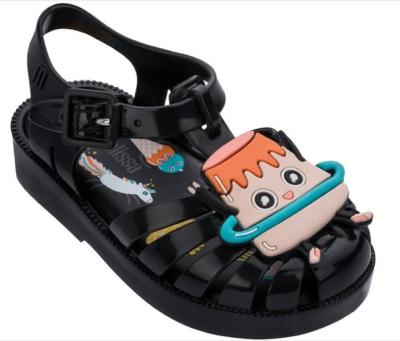 China 2021 Latest Cartoon Baotou Kids Waterproof PVC Jelly Shoes Boy Hollow Beach Sandals for sale