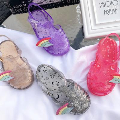 China New MELiSSA Waterproof Kids Sandals Star Rainbow Bow Hollow-out Jelly Shoes For Boys And Girls Non-Slip Beach Shoes for sale