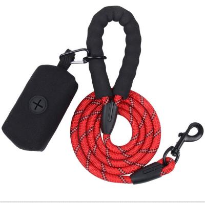 China Amazon New Reflective Reflective Nylon Pet Rope Explosion Proof Okinawa Dog Leash Poop Bag Set for sale