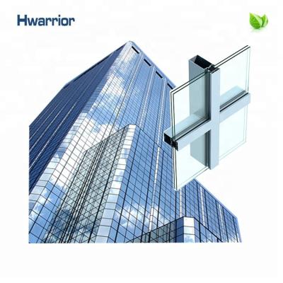 China Exterior Unitized Building Aluminum Glass Curtain Wall System Exterior Soundproof Invisible Cladding With CE Certification Foshan Factory China for sale