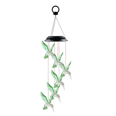 China Hot Selling Modern Decorative Energy Saving Hummingbird Wind Chimes Led Eco Solar Lights For Outdoor Garden Street for sale