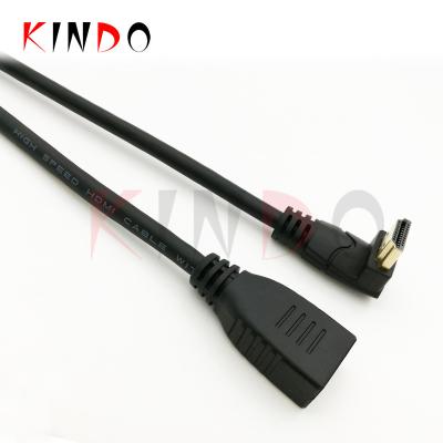 China COMPUTER KINDO 90 Degree Right Angle Male To Female HDMI Extension Cable 15cm 50cm 1m 2m 3m for sale