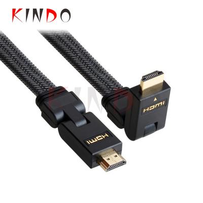 China Multimedia KINDO Soft hdmi flat cable can 180 degree rotatable Ultra High Definition UHD HDMI cable with high quality Ethernet for sale