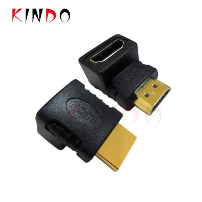 China audio & Kindo video high quality hdmi one male to hdmi one female adapter 90 degree hdmi cable connector for sale