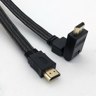 China New product support multi-function 4K*2K 1080P 3D 1.4v HDMI to HDMI flat cable one end can rotate 180 degrees for sale