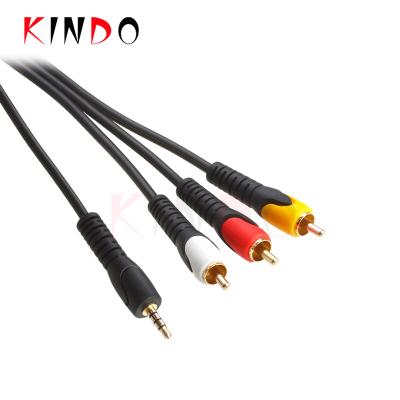 China Kindo DVD Player 3.5mm Mini Jack AV to 3 RCA Male Adapter Audio Video Cable Stereo RCA Cable to 3.5MM Audio Cable for sale