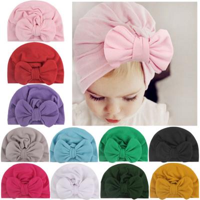 China Hair Decoration Fashion Soft And Warm Cute Velvet Turban Baby Headband Baby Turban With Bow for sale