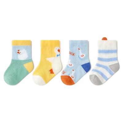 China New Design QUICK DRY Spring Kids Booties Mid Tube Newborn Baby Booties Cartoon Mesh Ventilation Baby Socks for sale