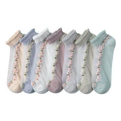 China Wholesale Cotton Children's Thin Silk Socks Summer Lace Up Crystal Boat Socks Cotton Breathable Sweat-absorbency Socks For Women for sale