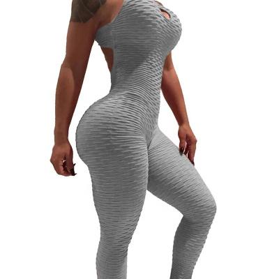 China Antibacterial Solid Sexy Yoga Clothing Women's New Yoga Sports Fitness Sportswear One-Piece Backless Suit Set Workout Gym Pants for sale