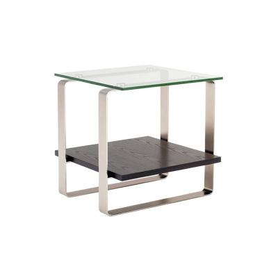 China Modern Clean Line Design Living Room Furniture Cafe End Table With 2 Layers Storage Rack for sale