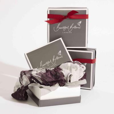 China Recyclable Lingerie Packaging Folding Box With Knot Packaging for sale