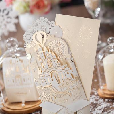 China Handmade Castle Design Royal Wedding Invitation Card for sale