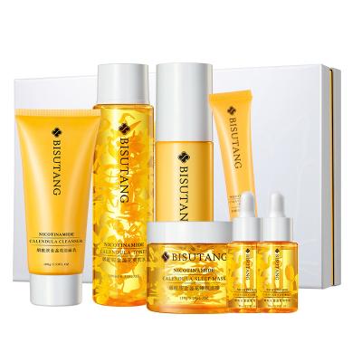 China BISUTNAG 2022 Best Nicotinamide Calendula Oil Control Skincare Set Gift Box Packaging Wholesale Rebranding Anti Aging Skin Care for sale