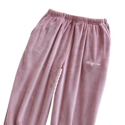 China Winter Simple Breathable Coral Velvet Loose Women's Pajama Pants and Men's Home Pants for sale