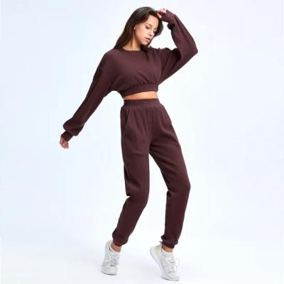 China Wholesale Custom Fashionable Anti-wrinkle Long Sleeve 2 Piece Women Jogger Hoodie Set for sale