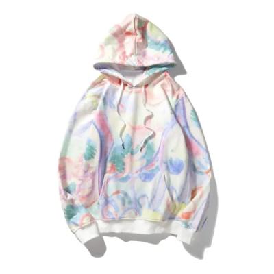 China Fashion Design Anti-wrinkle Clothes Men Tie Dye Hoody Long Sleeve Pullover Hoodies Tops Custom Hoodie for sale