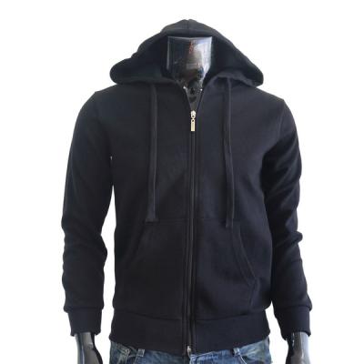 China Anti-wrinkle Mens Zipper Hoodie, Black Hoodie, Solid Zipper Hoodie for sale