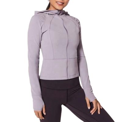 China New Anti-wrinkle Women Fashion Fitness Zipper Gym Sports Workout Jacket Fitted Hoodie Sportswear for sale