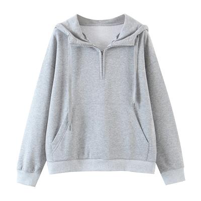 China Anti-Wrinkle Customizes Zipper Women Half Sleeve Long Sweatshirt Hoodie for sale