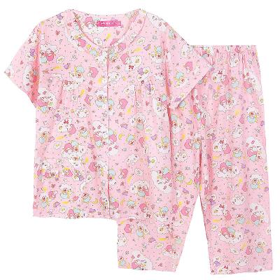 China QUICK DRY Sleepwear for Women and Lolita Girls Summer Shirt Nightgown Soft Melody Pajama Homewear Shorts Set for sale