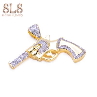 China Popular Hiphop style 3d gold plated jewelry OEM bling custom design and gun bling pendant for sale