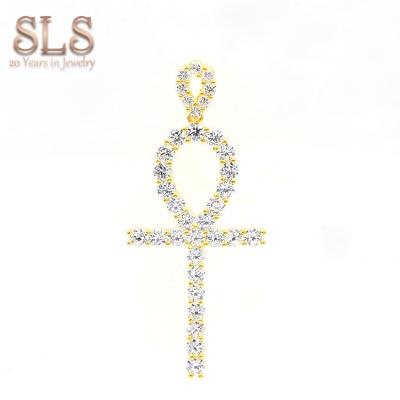 China New hip hop Jewelry Description FASHIONABLE 925 Custom Egypt Silver Ankh Pendants Charms Cubic Zirconia for sale