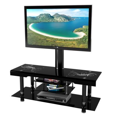 China Modern Black Tempered Glass TV Stand New Metal Design 32