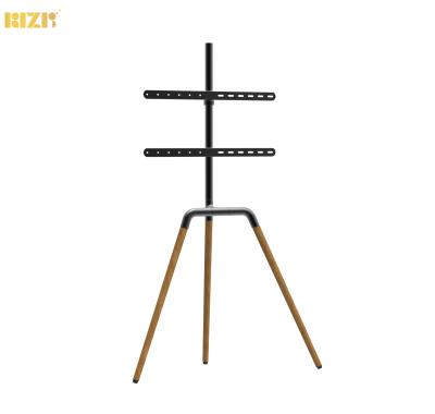 China Beech Wood Aluminum Tripod Floor TV Stand Aluminum Steel For TV 30