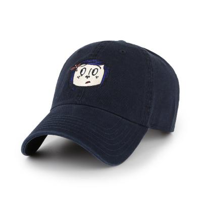 China Wholesale COMMON Unisex Dad Hat Navy Blue Hat With Embroidered Cartoon Logo for sale