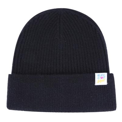 China Wholesale Soft Touch Feeling Hot Sale Winter Beanie Hat With Woven Label for sale