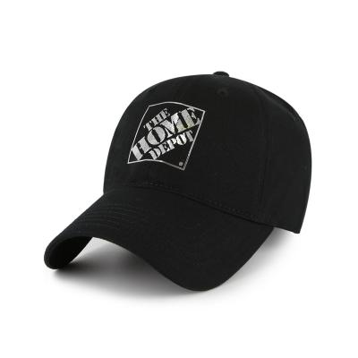 China COMMON Black Cotton Twill Dad Hat With Silver Foil Print for sale