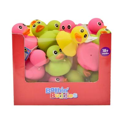 China Duck Bath Toy Yellow 24pcs Set Duck Shower Bath Toys Yellow Green-Blue Floating PVC Rubber Ducks 8cm Small Bulk Bath Toy for sale