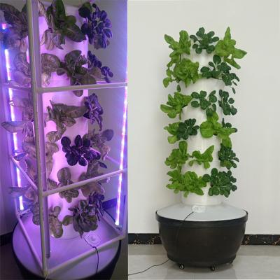 China Stable Structure Indoor Hydroponic Growing Systems Garden Home Vertical Tower With Led Light Vertical Tower for sale