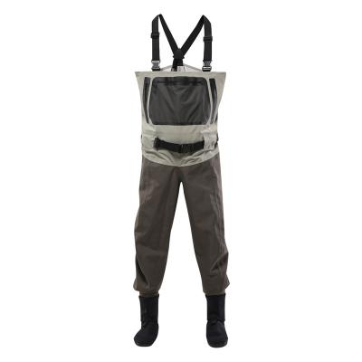 China Men 5 Layers Over The Bottom Waterproof Fishing Wader Breathable Chest Body Wader for sale