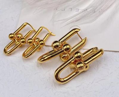 China CLASSIC 3.8 Grams 18K Gold Real Saudi Jewelry Trendy Chunky Gold U Shape Link Earrings For Women Au750 Gold Hoop Earrings Drop Earrings dispatch for sale