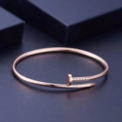 China FASHIONABLE 17 grams 18K gold 18K gold nail bangle bracelet brand solid gold jewelry Au750 luxury nail bracelet design for women men couples love gift for sale