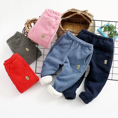 China Add velor to keep warm children's gaiters plus outer wear style thickening warm children's velor winter cotton pants girl foreign baby a velor for sale