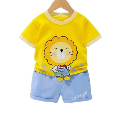 China 2021 cute cartoon anime boys and girls two-piece suit summer short-sleeved outfit of sweet children's suit new for sale