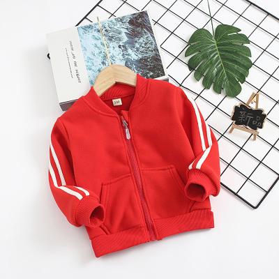 China Spring and autumn casual fleece pull belt sports suit boys and girls fashion pull stripe baseball jacket 2021 new for sale