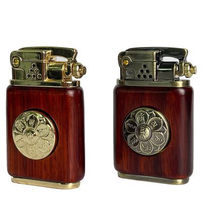 China Retro Fashion DD653 Windproof Lighters Kerosene Lock Wood Cigarette Cigar Lighters Auto Bounce Eco-Friendly for sale