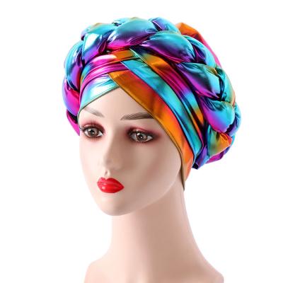 China BUSHRA African Turban Cap Braided Aso Oke Gele Ethnic Head Wrap Already Prepared Auto Headtie Nigerian Female To Wear Hair Hood for sale