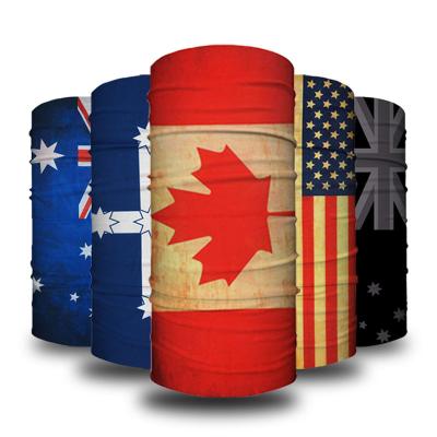 China Multifunctional Hot Sale Country Flag Neck Cuff Seamless Recycling Tubelar Bandana Material Recyclable Friendly Ink for sale