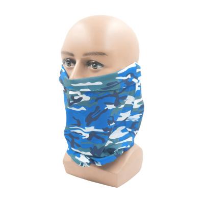 China Custom Breathable Eco-Friendly Stretch Face Mask Face Protector Neck Cuff Scarf, Recycled BlueTurban Seamless Bandana for sale