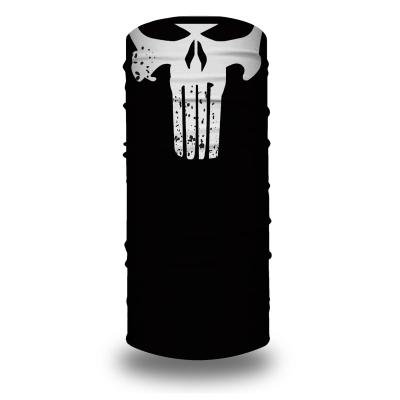 China 100% Polyester Microfiber High Quality Black White The Punisher Emblem Skull Face Tubular Bandanas for sale