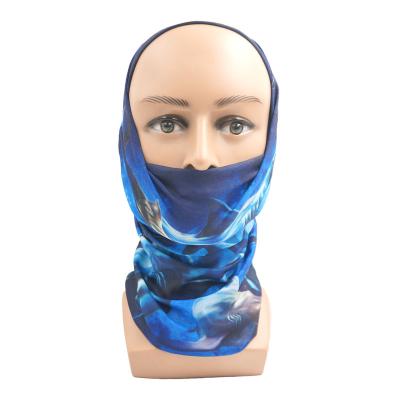 China Outdoor Activities Cheap Blue Magic Turban Fish Pattern Warm Scarf Headwear for sale