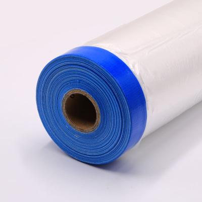 China 1100mm Paint Protection Moisture Proof Cloth Pre-taped Blue Self Adhesive Film Masking Masking Tape for sale