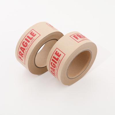 China Waterproof Custom Printed Self Adhesive Paper Tape Packing Fragile Kraft Tape Qr/Bar Code Kraft Paper for sale